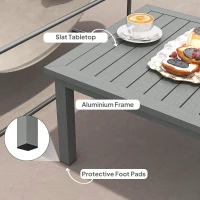 Outsunny 4 Piece Garden Furniture Set, 4 Seater Aluminium Garden Sofa Set with 2 Armchairs, Loveseat, Coffee Table and Cushions, Outdoor Conversation Conservatory Furniture for Patio, Charcoal Grey(m-6)