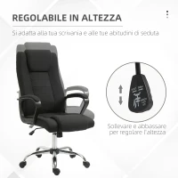 Vinsetto Sedia da Ufficio Ergonomica, Basculante e Imbottita con Altezza Regolabile, 62x76x110-119 cm, Nero(m-4)