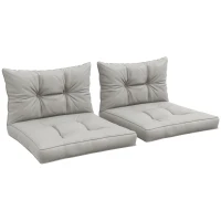 Outsunny 2-Piece Seat Cushions Back Pillows Replacement, Patio Chair Cushions Set for Indoor Outdoor, Light Grey(m-1)