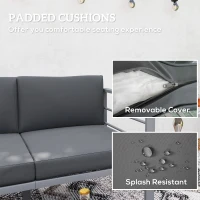 Outsunny 4 Piece Garden Furniture Set, 4 Seater Aluminium Garden Sofa Set with 2 Armchairs, Loveseat, Coffee Table and Cushions, Outdoor Conversation Conservatory Furniture for Patio, Charcoal Grey(m-5)