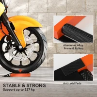 HOMCOM Motorcycle Wheel Cleaning Roller Stand with Aluminium Alloy Frame and Rollers, Motorcycle Maintenance Stand for Tyre Cleaning and Chain Lubrication, Fit Tyre Width < 180mm, Bikes < 500lb, Black(m-5)