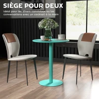 HOMCOM Table à manger ronde pour 2 personnes Ø60 cm moderne avec base ronde cadre en acier pour l'intérieur et l'extérieur vert(m-4)