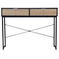 HOMCOM Mesa de Consola Estrecha con 2 Cajones Diseño de Líneas Talladas Estilo Moderna Negro y Roble