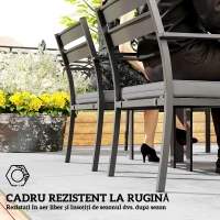 Outsunny Set de Grădină cu Masă Extensibilă și 6 Scaune Stivuibile Gri(m-8)