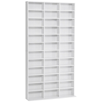 HOMCOM Libreria Porta CD in Legno con 3 Colonne da 12 Ripiani ad Altezza Regolabile, 102x23.5x195 cm, Bianco