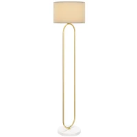 HOMCOM Lampă de Podea cu Comutator Pedală și Abajur Textil Auriu(m-10)