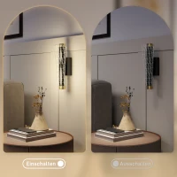 HOMCOM Wandleuchte Innen Wandlampe mit LED Lichte, Gitterdesign, Dimmbar Nachttischlampe Metall, Schwarz(m-5)