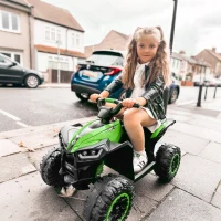 HOMCOM 12V Ride-On Quad Bike, with Music, Horn, LED Lights, for Ages 3-5 Years, Green(m-2)