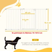 PawHut Porțiță pentru Câini și Animale de Companie cu 3 Extensii, Lățime Reglabilă, 74-147.5x76.2 cm, Alb(m-3)