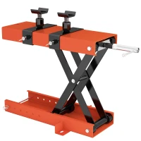 HOMCOM 500 kg Motorcycle Scissor Lift Jack, Heavy Duty Steel Adjustable Motorbike Lifting Hoist Stand with Safety Pin, Foldable Lifter for Dirt Bike Repair Maintenance, 45x15 cm Large Platform, Orange(m-10)