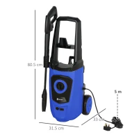 DURHAND High Pressure Washer, 150 Bar Pressure, 510 L/h Flow, 1800W, High-Performance Portable Power Jet Wash Cleaner, Blue(m-3)