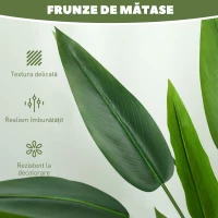 HOMCOM Plantă Artificială "Pasărea Paradisului" cu 20 de Frunze și Ghiveci(m-5)