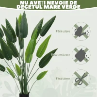 HOMCOM Plantă Artificială "Pasărea Paradisului" cu 20 de Frunze și Ghiveci(m-7)