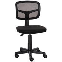 Vinsetto Chaise de bureau sans accoudoirs, fauteuil de bureau en maille, hauteur réglable, assise rembourré, pivotant 360°, noir