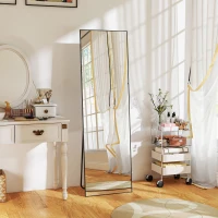 HOMCOM Oglindă Verticală din Metal, 50x2x161.5 cm, Negru(m-2)