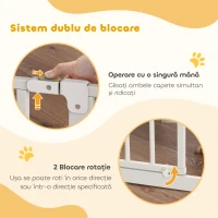 PawHut Poartă pentru Câini, Barieră Largă pentru Scări cu Ușă, 76x75-95 cm, Alb(m-5)