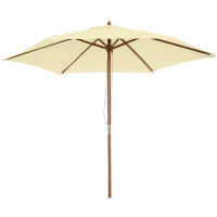 Outsunny Parasol de jardin extérieur parasol droit double toit Hexagonal Grande Taille de Jardin Ø 2,5 x 2,3H m Bois de Bambou crème(m-12)