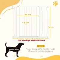PawHut Wide Dog Safety Gate, with Door Pressure, for Doorways, Hallways, Staircases - White(m-3)
