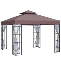 Outsunny Patio Gazebo Canopy Steel Coffee 3x3m