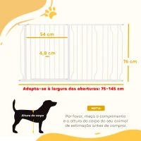 PawHut Barreira de Segurança para Cães Extensível para Escadas e Portas 75-145cm com 3 Extensões Altura 76cm Branco(m-3)