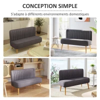 HOMCOM Canapé 2 places, rembourrage doux, housse facile d'entretien, jusqu'à 150 kg, 117 x 56,5 x 77 cm, Gris foncé(m-6)