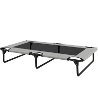 PawHut Letto per Cani Grandi Pieghevole con Tessuto a Rete da Interno ed Esterno, 107x61x20 cm, Grigio Chiaro(m-10)