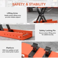 HOMCOM 500 kg Motorcycle Scissor Lift Jack, Heavy Duty Steel Adjustable Motorbike Lifting Hoist Stand with Safety Pin, Foldable Lifter for Dirt Bike Repair Maintenance, 45x15 cm Large Platform, Orange(m-4)