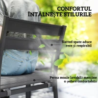Outsunny Set de Grădină cu Masă Extensibilă și 6 Scaune Stivuibile Gri(m-7)