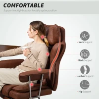 HOMCOM Leathaire Reclining Office Chair with Lumbar Support Pillow - Dark Brown(m-4)