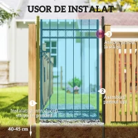 Outsunny Poartă de Grădină cu Mâner, Încuietoare și 3 Chei din Oțel Neagră(m-6)