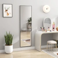 HOMCOM Oglindă Verticală din Metal, 50x2x161.5 cm, Negru(m-8)