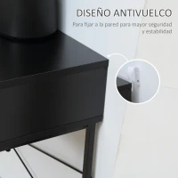 HOMCOM Mesa de Consola Estrecha con 2 Cajones Diseño de Líneas Talladas Estilo Moderna Negro y Roble(m-7)