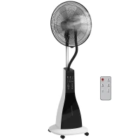 HOMCOM Standventilator mit Luftbefeuchtung, leise, mobil, Fernsteuerung, Schwarz/Weiß(m-10)