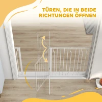 PawHut Hunde-Türabsperrung, längenverstellbar 75-145cm, Montage ohne Bohren, Stahlrahmen, Weiß(m-8)