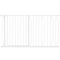 PawHut Barrera de Seguridad de Perros Extensible para Escaleras y Puertas 75-145 cm con 3 Extensiones de 10/20/30 cm Montaje a Presión Altura 76 cm Blanco(m-1)