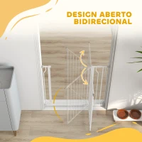 PawHut Barreira de Segurança para Cães Extensível para Escadas e Portas 75-95cm com  Extensão de 10 cm Altura 76 cm Branco(m-8)