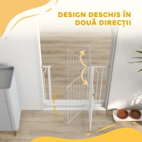 PawHut Poartă pentru Câini, Barieră Largă pentru Scări cu Ușă, 76x75-95 cm, Alb(m-8)