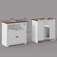 kleankin Mueble para Debajo del Lavabo de Madera Armario de Baño de Suelo Mueble Bajo Lavabo Pie con 2 Puertas 60x30x60 cm Blanco(m-3)