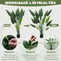 HOMCOM Plantă Artificială "Pasărea Paradisului" cu 20 de Frunze și Ghiveci(m-6)