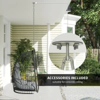 Outsunny Hanging Egg Chair, Foldable Rattan Garden Swing Chair with Installation Kit, Thickened Cushion and Headrest, Indoor Outdoor Hanging Egg Basket Seat for Patio, Porch, Dark Grey(m-8)