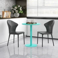 HOMCOM Table à manger ronde pour 2 personnes Ø60 cm moderne avec base ronde cadre en acier pour l'intérieur et l'extérieur vert(m-6)