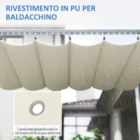 Outsunny Pergola per Giardino Retrattile 4x3 m con Luci LED e Fori di Drenaggio, in Alluminio e Poliestere, Bianco Crema(m-7)