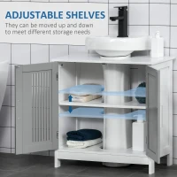 kleankin Modern Under Sink Cabinet with 2 Doors, Bathroom Vanity Unit, Pedestal Under Sink Design, Storage Cupboard with Adjustable Shelves, Grey(m-5)