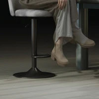 HOMCOM Set 2 Sgabelli da Bar Girevoli ad Altezza Regolabile, in Tessuto Effetto Lino, 44x53x91-111 cm, Grigio Scuro(m-9)