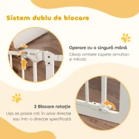 PawHut Porțiță pentru Câini și Animale de Companie cu 3 Extensii, Lățime Reglabilă, 74-147.5x76.2 cm, Alb(m-6)