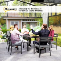 Outsunny Set de Grădină cu Masă Extensibilă și 6 Scaune Stivuibile Gri(m-9)