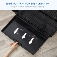 PawHut Steel Bird Cage with Openable Top, Stand, Tray, Handles, Feeding Bowls for Parakeet, Finch - Black(m-5)