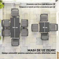 Outsunny Set de Grădină cu Masă Extensibilă și 6 Scaune Stivuibile Gri(m-5)