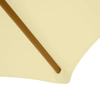 Outsunny 2.5m Wood Garden Parasol Sun Shade Patio Outdoor Wooden Umbrella Canopy, Table Market Umbrella with Vent, 38mm Pole, Rope Pulley Mechanism, Cream White(m-8)