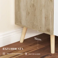 HOMCOM Comodă Modernă cu Raft Reglabil pe 3 Niveluri din Lemn, Alb și Stejar(m-5)